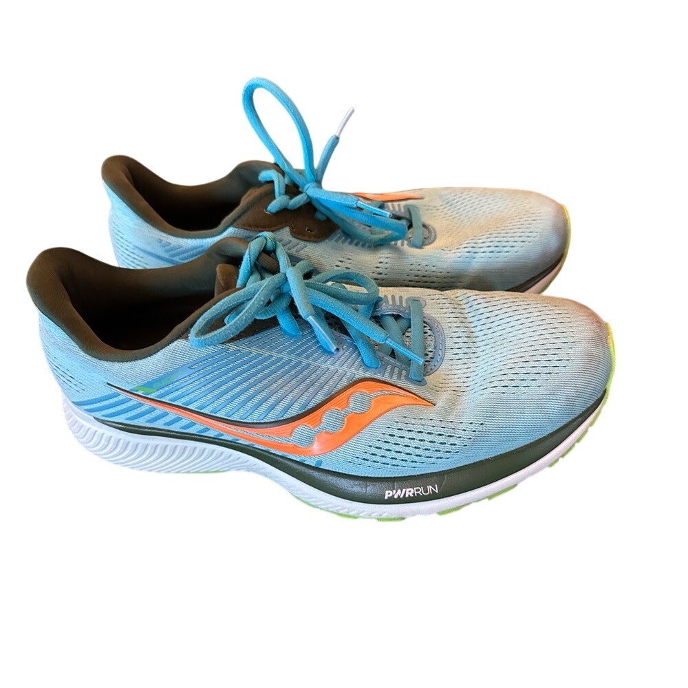 Saucony Men's Blue Orange PWRRUN Running Shoes Lightweight‎ Athletic Sneakers